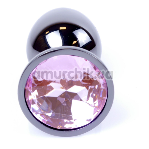 Анальная пробка со светло-розовым кристаллом Exclusivity Jewellery Dark Silver Plug, серебряная