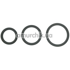 Набор эрекционных колец Hombre Snug Fit Silicone Thin C-Rings, серый - Фото №1