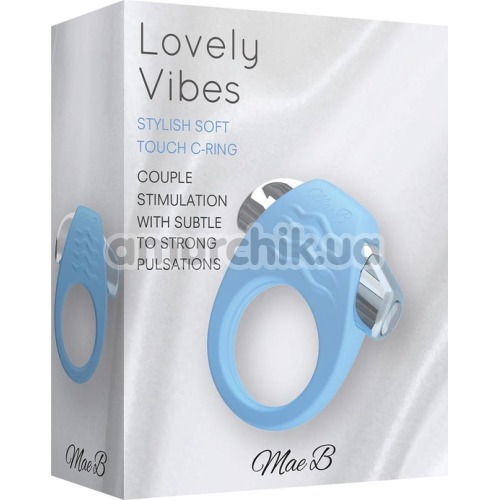 Виброкольцо Mae B Lovely Vibes Stylish Soft Touch C-Ring, голубое