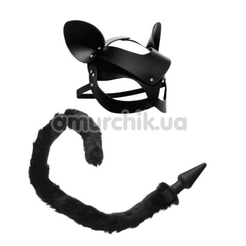 Набір Tailz Black Cat Tail Anal Plug & Mask Set: анальна пробка + маска, чорний - Фото №1