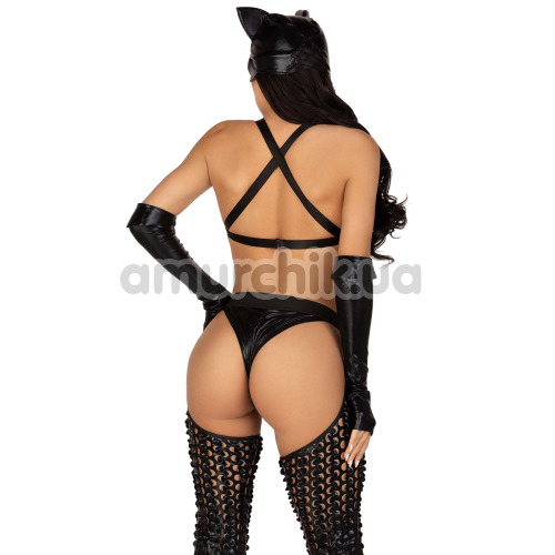 Костюм кошечки-госпожи Leg Avenue Mistress Kitty черный: боди со штанами + перчатки + маска