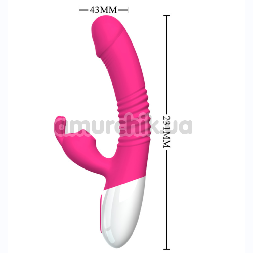 Вибратор с подогревом FoxShow Silicone 7 Function Vibrator Rabbit, розовый