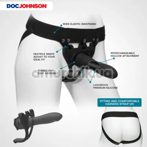 Порожнистий страпон Doc Johnson Body Extensions Be Strong, чорний