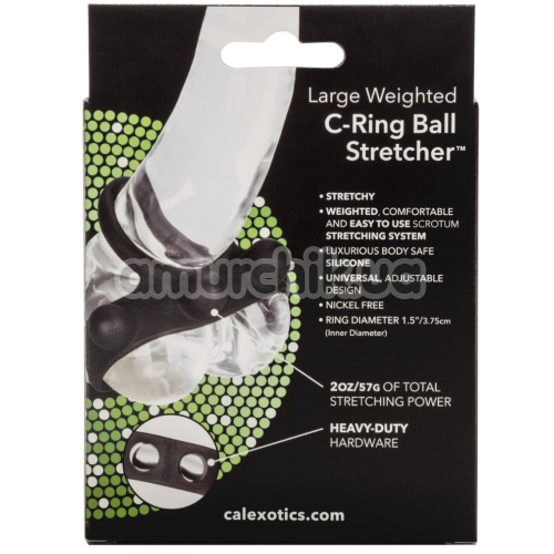 Эрекционное кольцо для члена Weighted Silicone Large C-Ring Ball Stretcher, черное