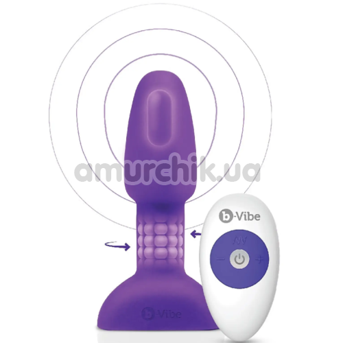Анальная пробка с вибрацией и ротацией B-Vibe Rimming Plug Petite, фиолетовая - Фото №1