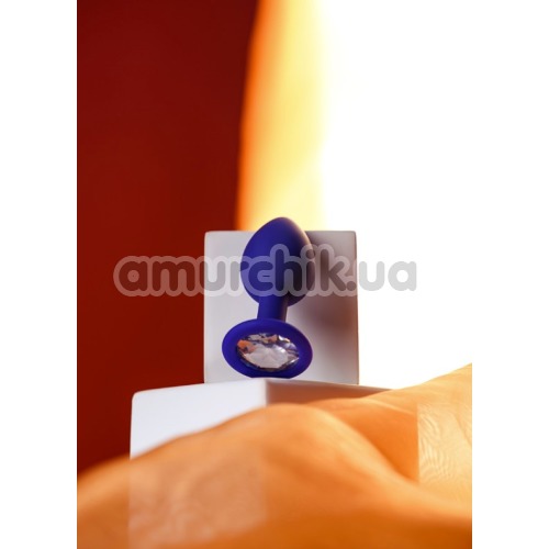 Анальная пробка с прозрачным кристаллом ToDo Anal Plug Brilliant S, синяя