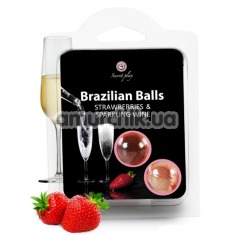 Масажна олія Secret Play Brazilian Balls Strawberry & Sparkling Wine - полуниця та шампанське, 50 мл - Фото №1