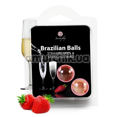 Масажна олія Secret Play Brazilian Balls Strawberry & Sparkling Wine - полуниця та шампанське, 50 мл