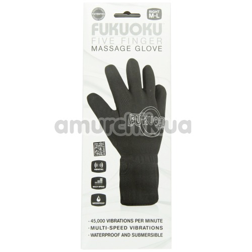 Перчатка для массажа с вибрацией Fukuoku Five Finger Massage Glove, черная
