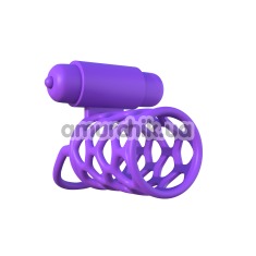 Насадка на пенис с вибрацией Fantasy C-Ringz Vibrating Couples Cage, фиолетовая - Фото №1