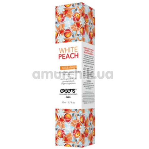 Массажное масло с согревающим эффектом Exsens Organic White Peach - белый персик, 50 мл
