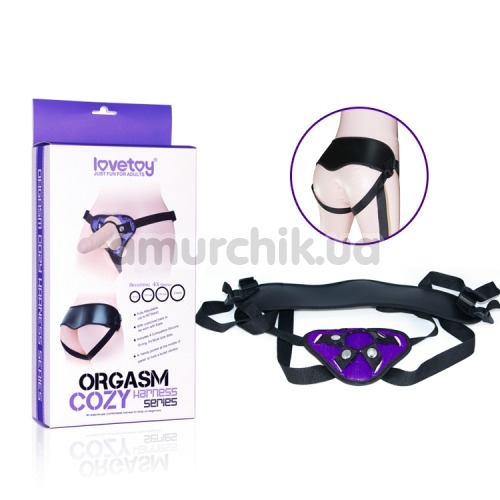 Трусики для страпона Lovetoy Orgazm Cozy Harness Series + 4 кольца, фиолетовые