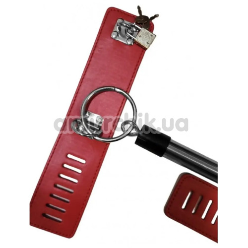 Нашийник з фіксаторами для рук DS Fetish Collar With Hand And Ankle Spreader Bar, червоний