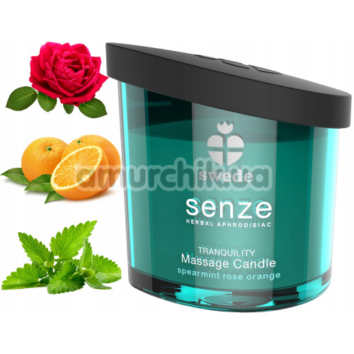 Свічка для масажу Senze Tranquility Massage Candle - м'ята/троянда/апельсин, 50 мл