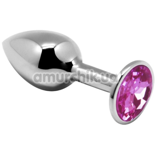 Анальная пробка с розовым кристаллом Alive Anal Pleasure Mini Metal Butt Plug M, серебряная - Фото №1