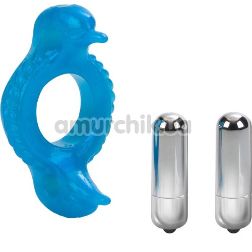 Виброкольцо Double Dolphin, голубое