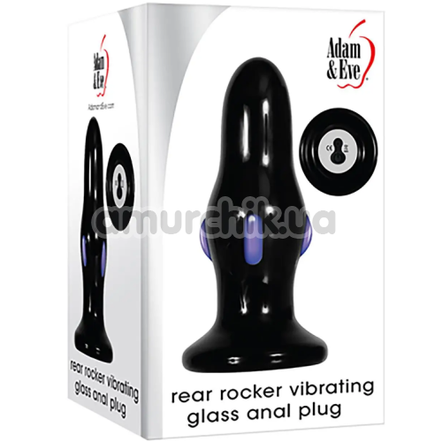 Анальная пробка с вибрацией Adam & Eve Rear Rocker Vibrating Glass Anal Plug, черная