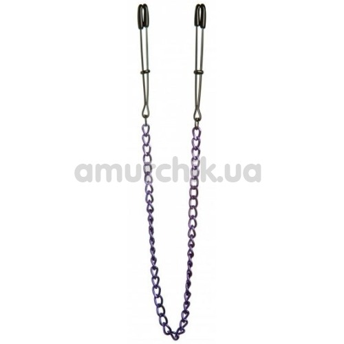 Зажимы для сосков длинные с цепочкой Lucky Bay Nipple Play Chain, фиолетовые