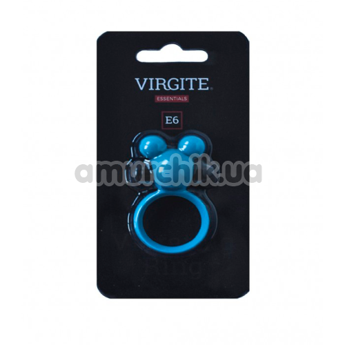 Эрекционное кольцо c вибрацией Virgite Vibrating Ring E6, бирюзовое