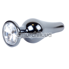 Анальна пробка з прозорим кристалом Boss Series Exclusivity Jewellery Dark Silver Plug, срібна - Фото №1