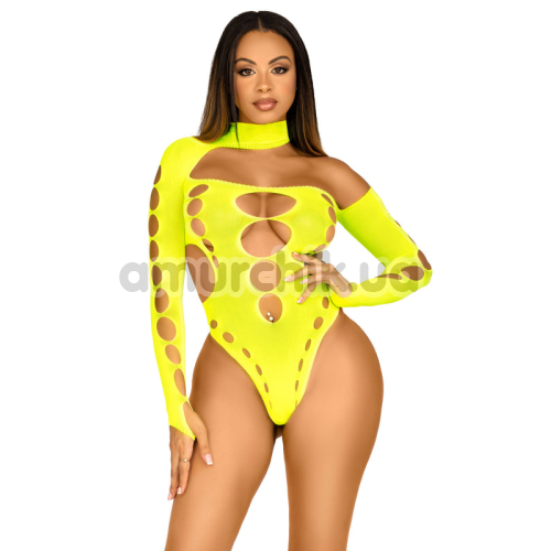 Боді Leg Avenue Lead The Way Asymmetrical Bodysuit, жовте