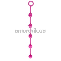 Анальная цепочка Delight Throb ребристая, 25 см розовая - Фото №1