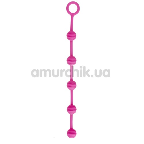 Анальная цепочка Delight Throb ребристая, 25 см розовая - Фото №1