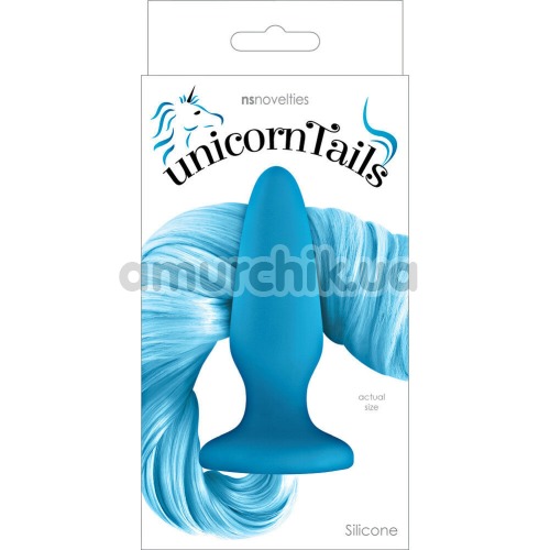 Анальна пробка з блакитним хвостом Unicorn Tails Pastel, блакитна
