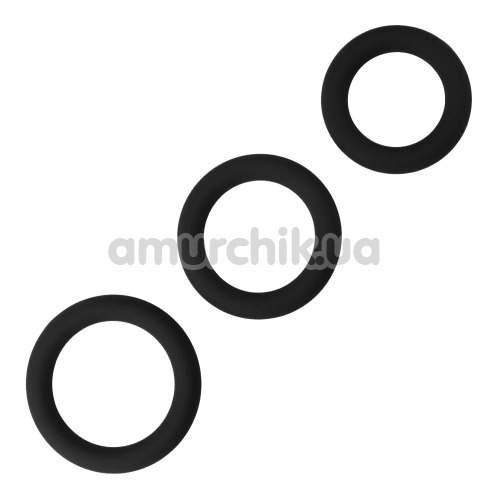 Набір ерекційних кілець Power Plus Cock Ring Series, чорний - Фото №1