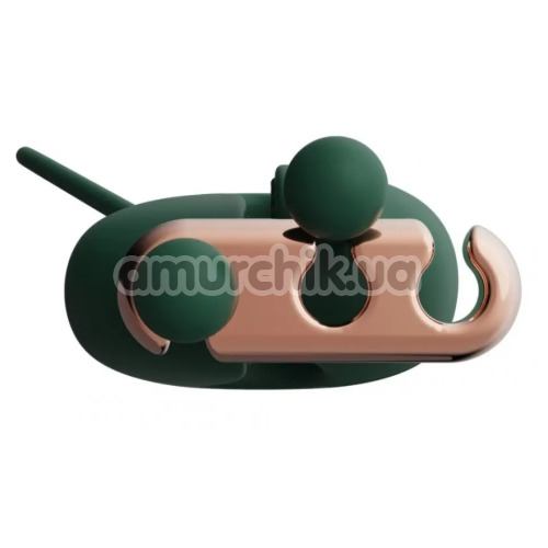 Затискачі на соски з нашийником Qingnan No.2 Vibrating Nipple Clamps And Choker Set, зелені