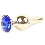Анальна пробка з синім кристалом Exclusivity Jewellery Gold Plug довгаста, золота - Фото №1