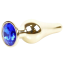 Анальная пробка с синим кристаллом Exclusivity Jewellery Gold Plug продолговатая, золотая - Фото №1