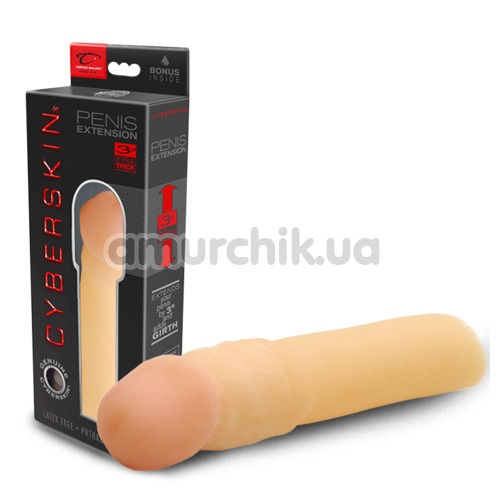 Насадка-удлинитель пениса Cyberskin 3 Transformer Penis Extension, телесная