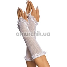 Рукавички Fishnet Gloves з облямівкою, білі - Фото №1