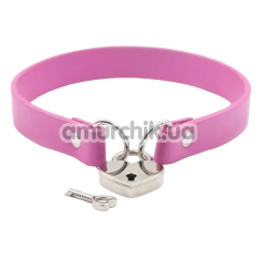 Ошейник с замочком DS Fetish Locking Collar, розовый - Фото №1