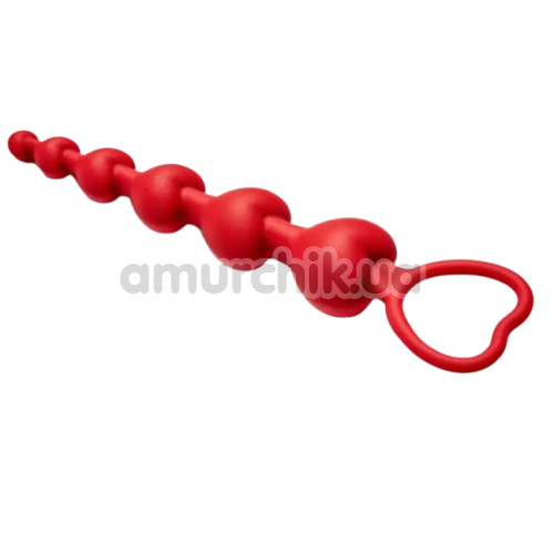 Анальная цепочка Loveshop Silicone Heart Anal Beads, красная