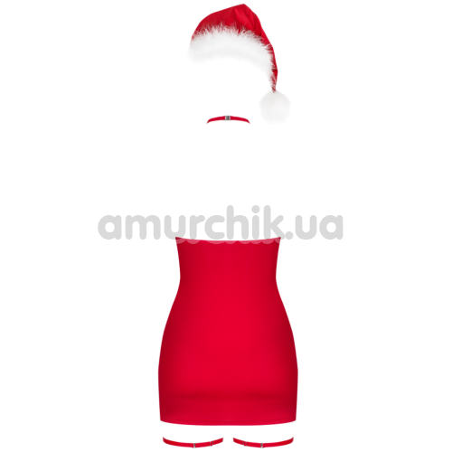 Костюм Санты Obsessive Kissmas красный: платье + шапка + чокер + подвязки