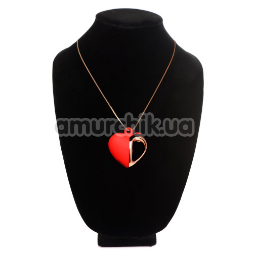 Вібратор-підвіска у вигляді сердечка Charmed Vibrating Silicone Heart Necklace, червоний