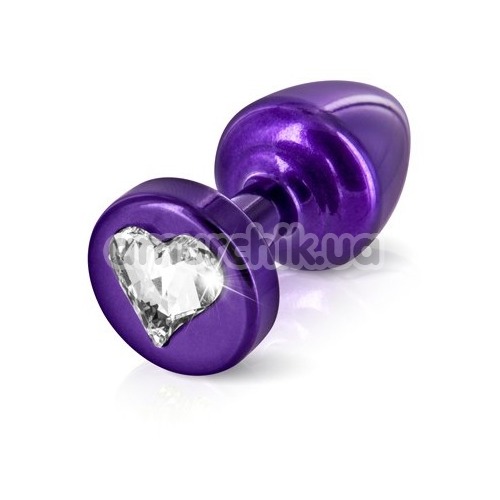 Анальная пробка с прозрачным кристаллом SWAROVSKI Anni R Heart T2, фиолетовая - Фото №1