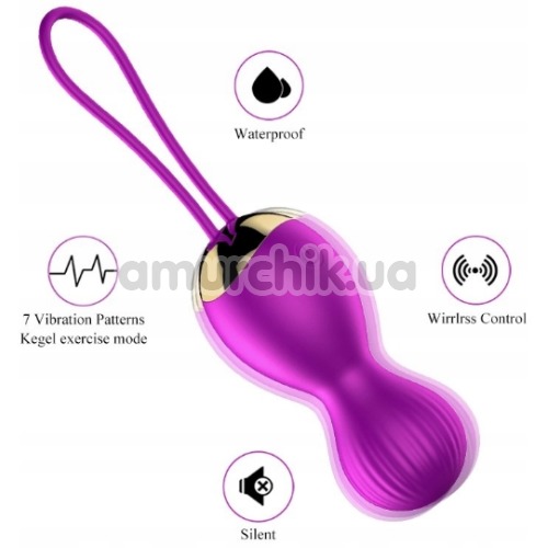 Вагинальные шарики с вибрацией Foxshow Vibrating Silicone Kegel Balls, фиолетовые