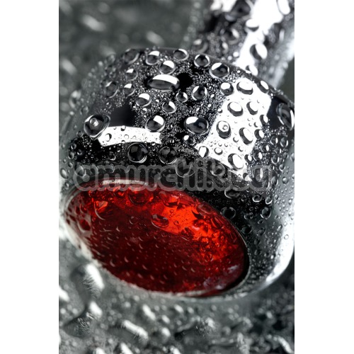 Анальная пробка с красным кристаллом Toyfa Metal 717030-9, серебряная