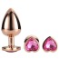 Набір з 3 анальних пробок з рожевим кристалом Gleaming Love Gold Plug Set, золотий - Фото №2