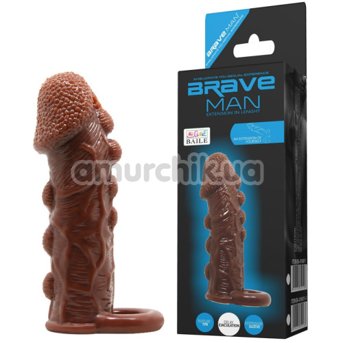 Насадка на пенис Brave Man 016012, коричневая