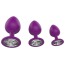 Набор из 3 анальных пробок LustGlider Classic Plug Set With Crystal, фиолетовый - Фото №0