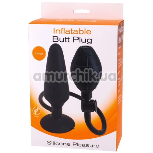 Анальный расширитель Silicone Pleasure Inflatable Butt Plug L, черный