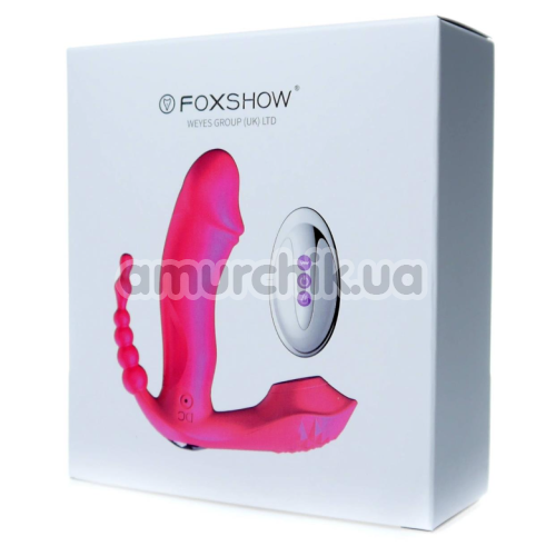 Анально-вагинально-клиторальный вибратор с подогревом Boss Series Foxshow, фиолетовый