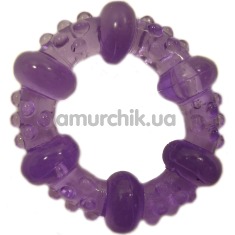 Кольцо-насадка Pure Arousal фиолетовое с пупырышками и кругами - Фото №1