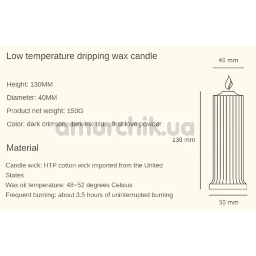 Свічка Upko Low Temperature Wax Candle, синя