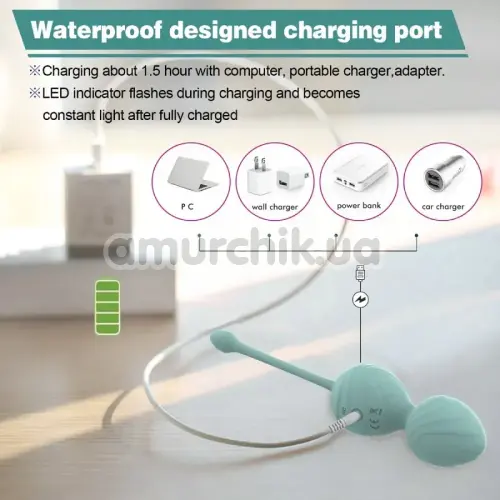 Набор вагинальных шариков с вибрацией Odeco Every Night Toys Hailey, бирюзовый