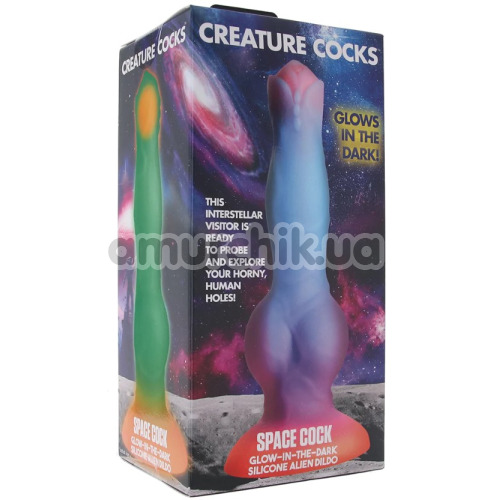Фаллоимитатор Creature Cocks Space Cock Glows In The Dark, разноцветный